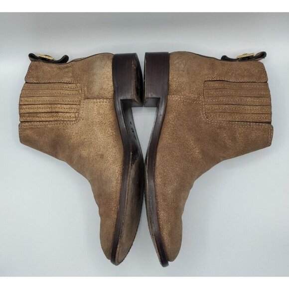 Tory Burch Wade Chelsea Gold Shimmer Leather Ankle Boot Women's 9M /40 - Picture 7 of 12